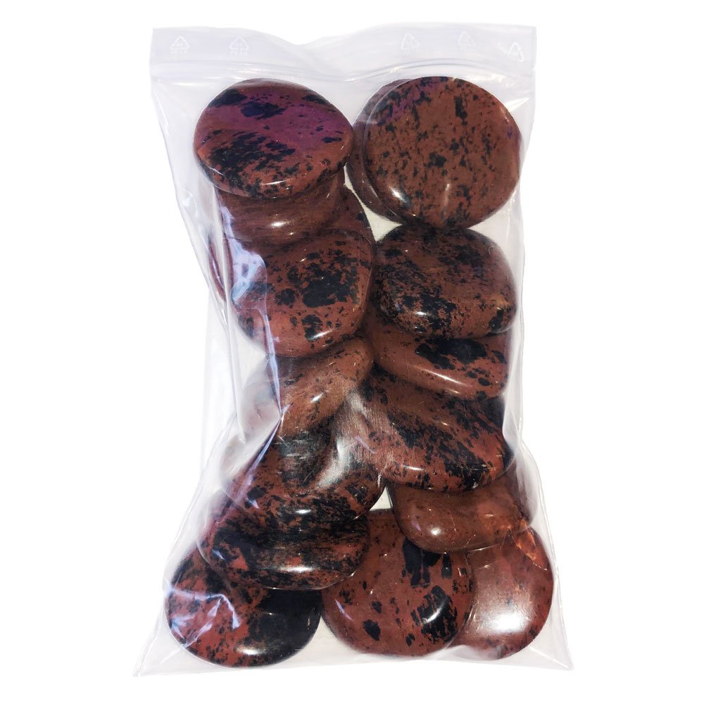 sachet pierres plates obsidienne acajou