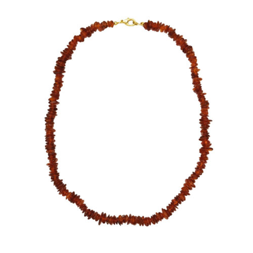 collier ambre cognac baroque 46cm
