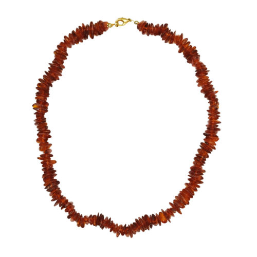 collier ambre cognac baroque 46cm