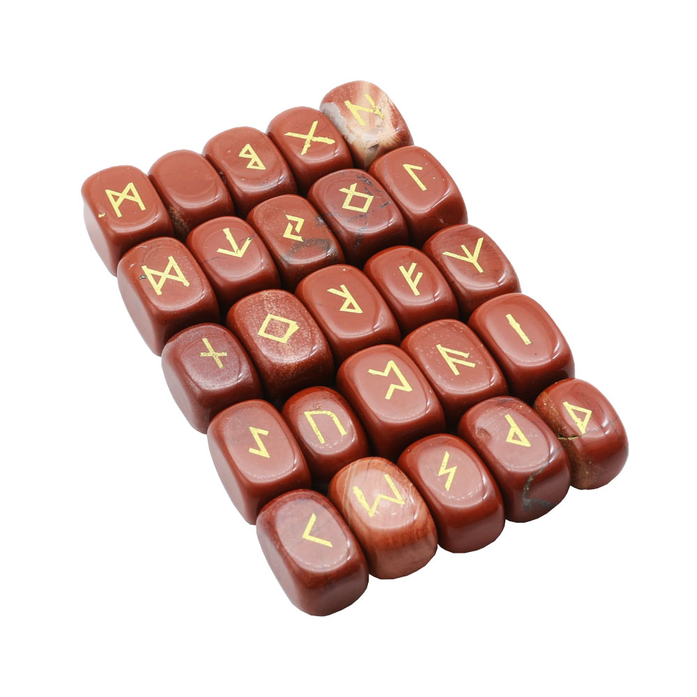jeu de 25 runes jaspe rouge