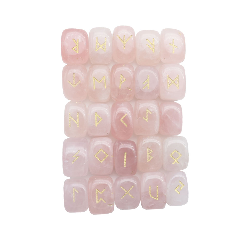 jeu de 25 runes quartz rose