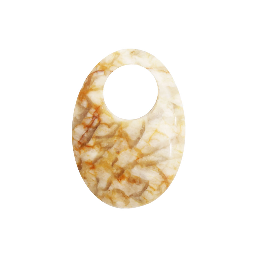 pendentif pi chinois ou donut feldspath oval