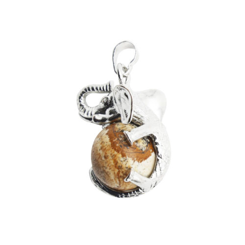 pendentif jaspe paysage elephant