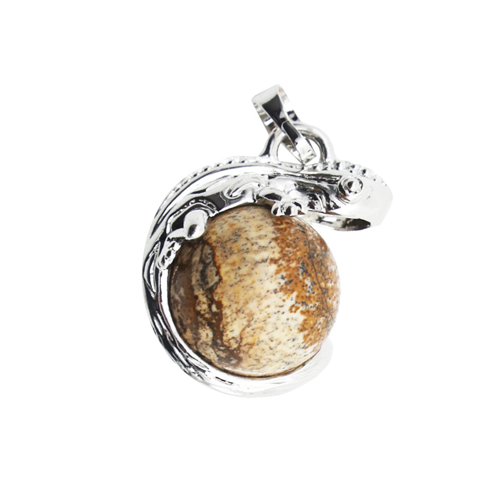 pendentif jaspe paysage lezard