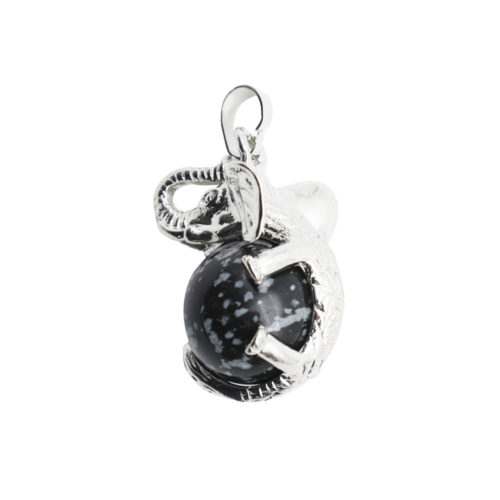 pendentif obsidienne neige elephant