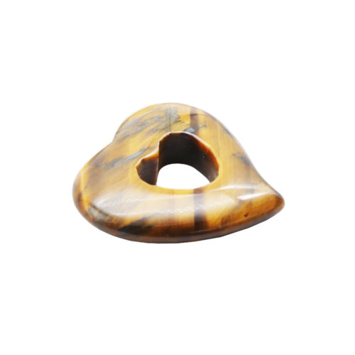 pendentif pi chinois ou donut oeil de tigre coeur