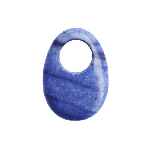 pendentif pi chinois ou donut quartz bleu oval