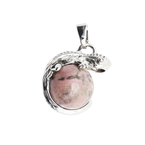 pendentif rhodocrosite lezard