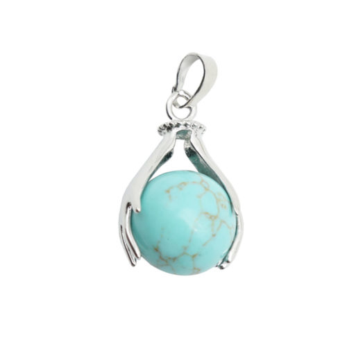 pendentif turquoise stabilisée deux mains