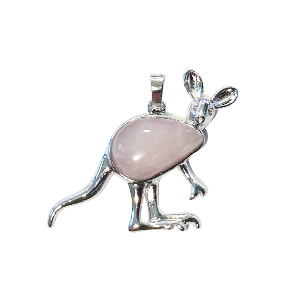 pendentif quartz rose kangourou