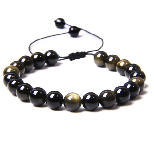 bracelet obsidienne dorée