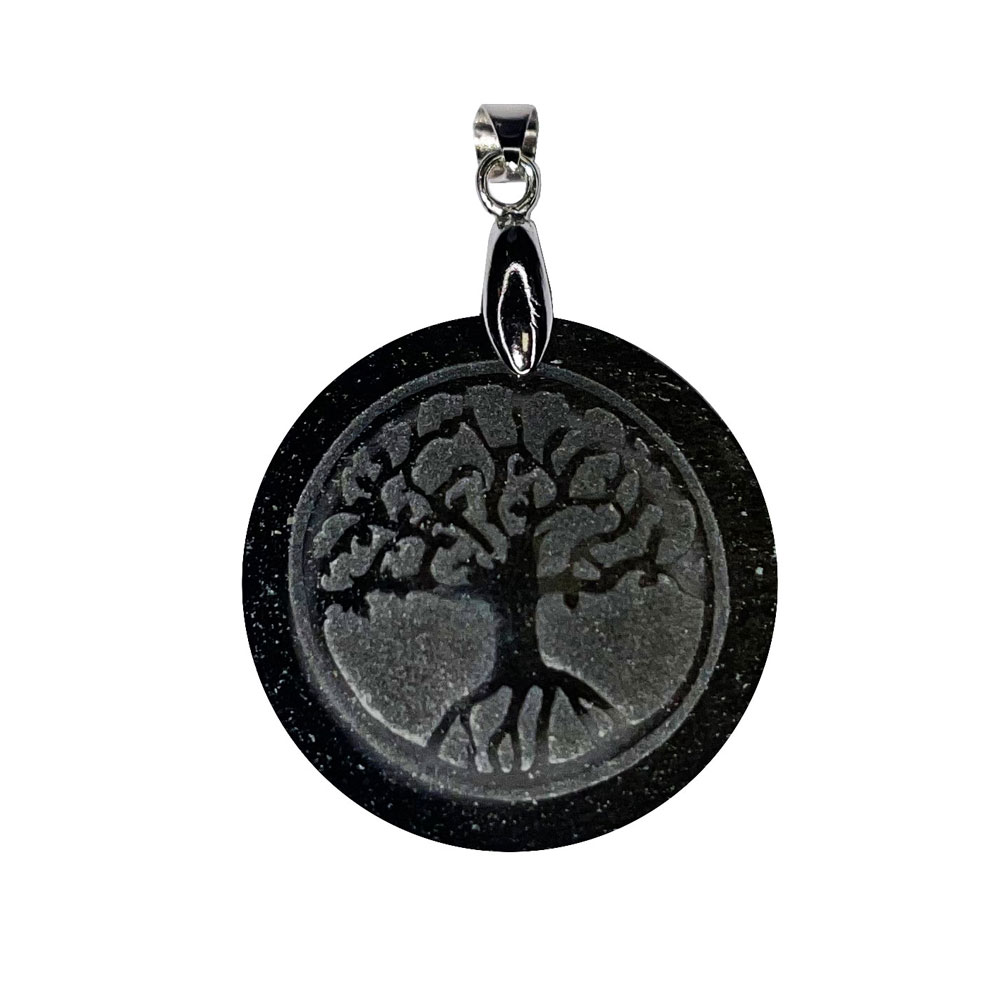 pendentif obsidienne dorée arbre