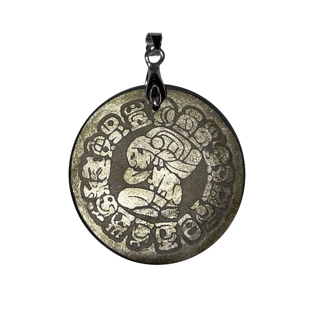 pendentif-obsidienne dorée calendrier