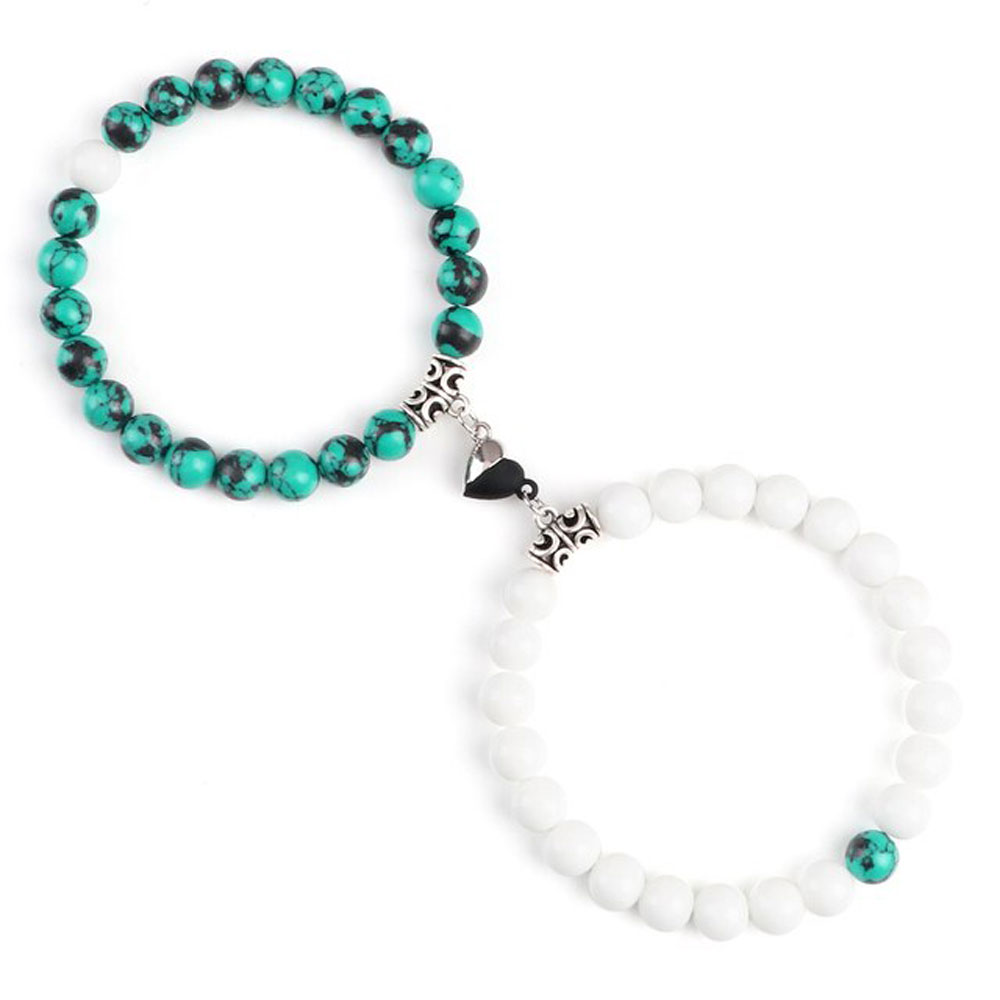 bracelets onyx blanc howlite bleue