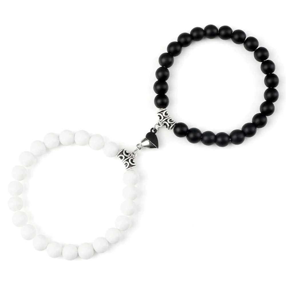 bracelets onyx blanc noir mat
