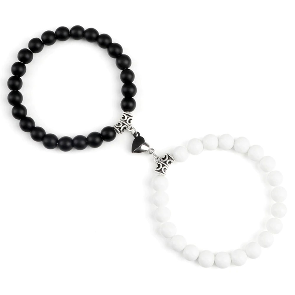 bracelets onyx blanc noir mat