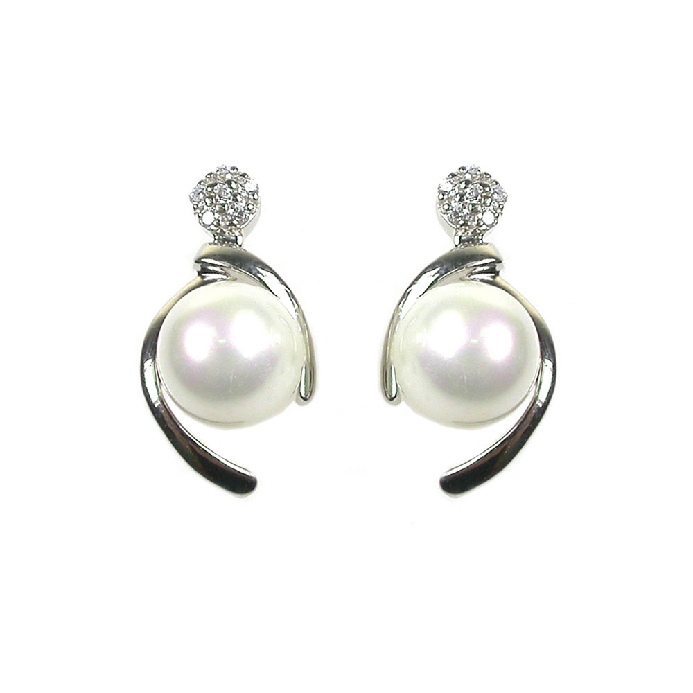 Boucles d'Oreilles en Perles de Majorque - 8 mm - Long. 19 mm