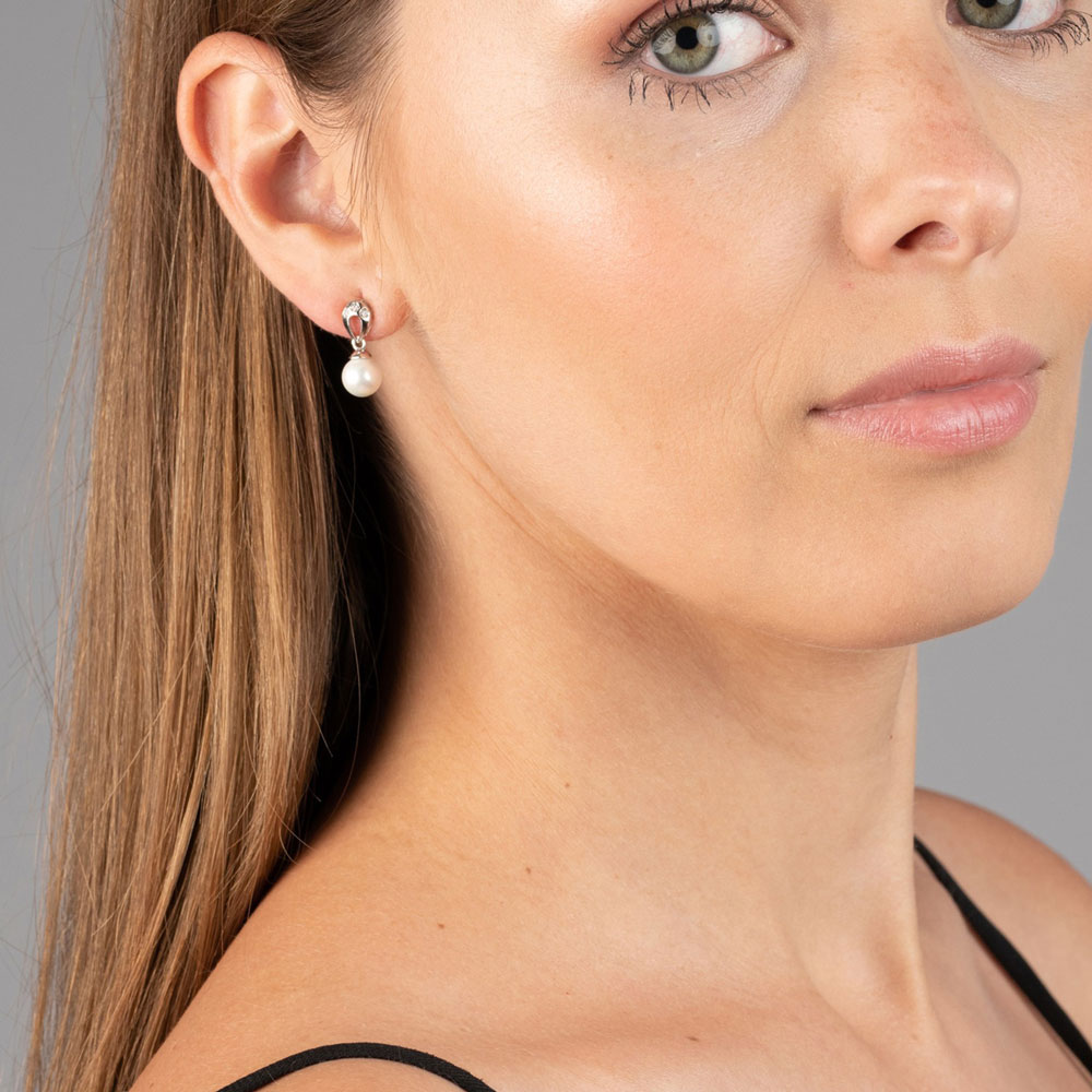 Boucles d'Oreilles en Perles de Majorque - 7 mm - Long. 17 mm - Image 9