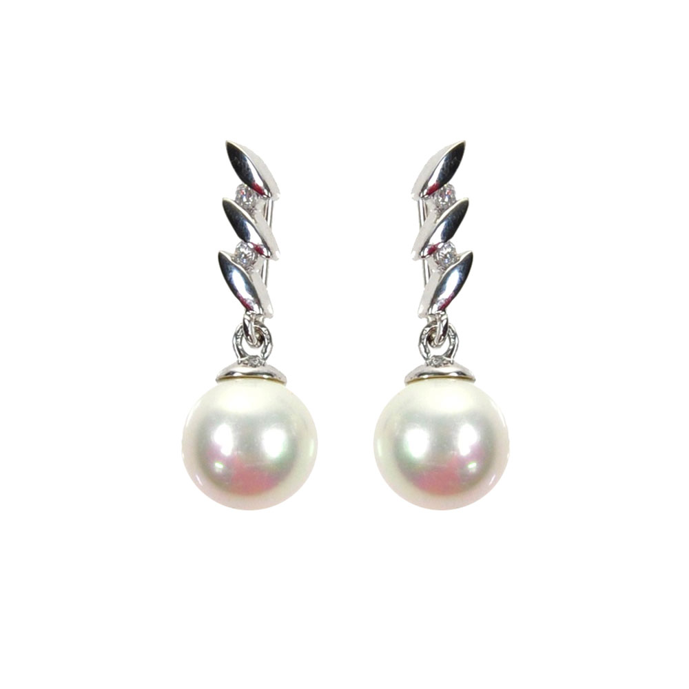 Boucles d'Oreilles en Perles de Majorque - 8 mm - Long. 24 mm