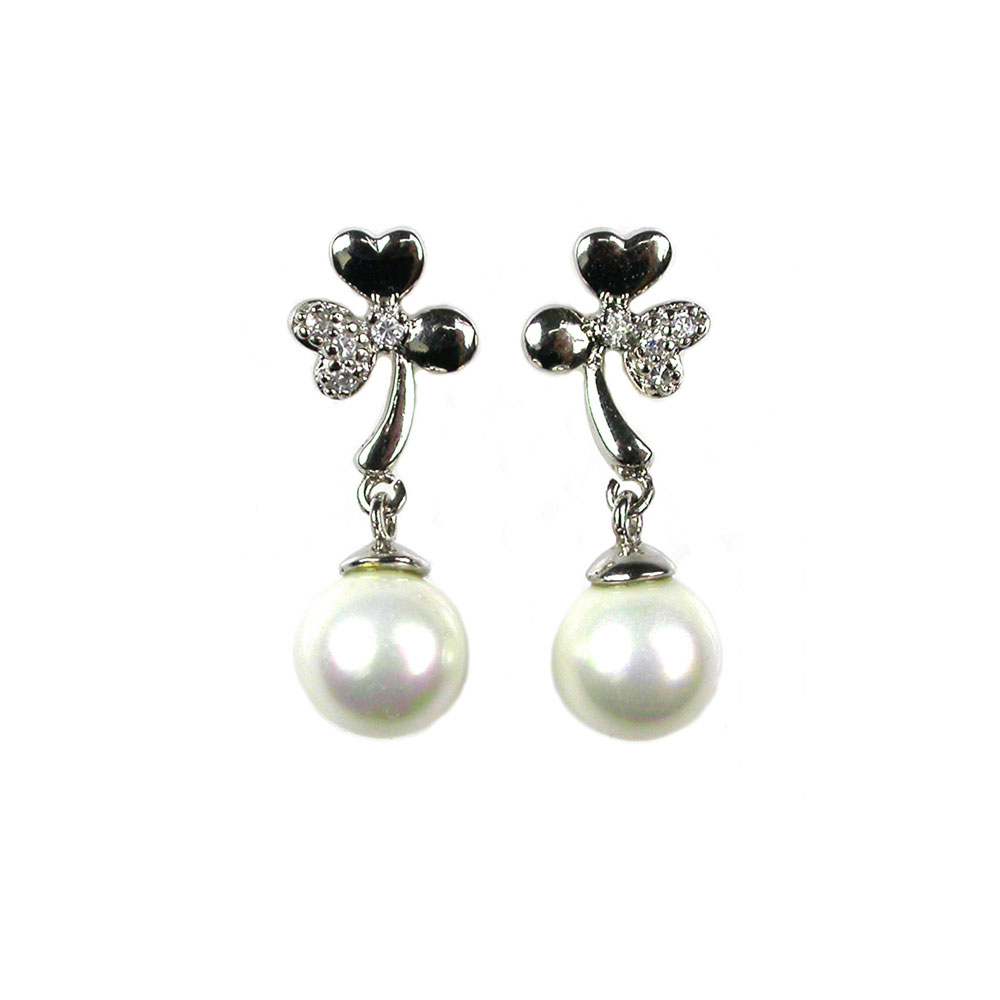 Boucles d'Oreilles en Perles de Majorque - 8 mm - Long. 24 mm