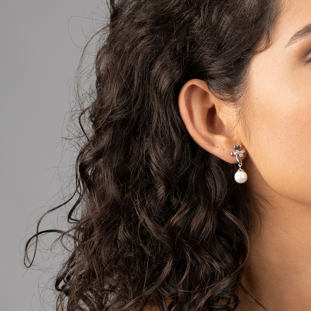 Boucles d'Oreilles en Perles de Majorque - 8 mm - Long. 24 mm - Image 9