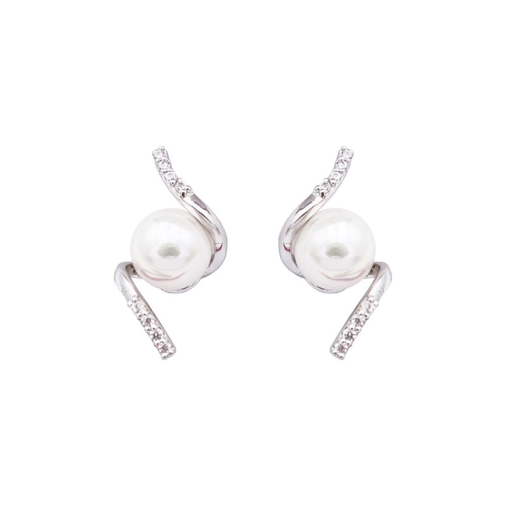 Boucles d'Oreilles en Perles de Majorque - 8 mm - Long. 19 mm