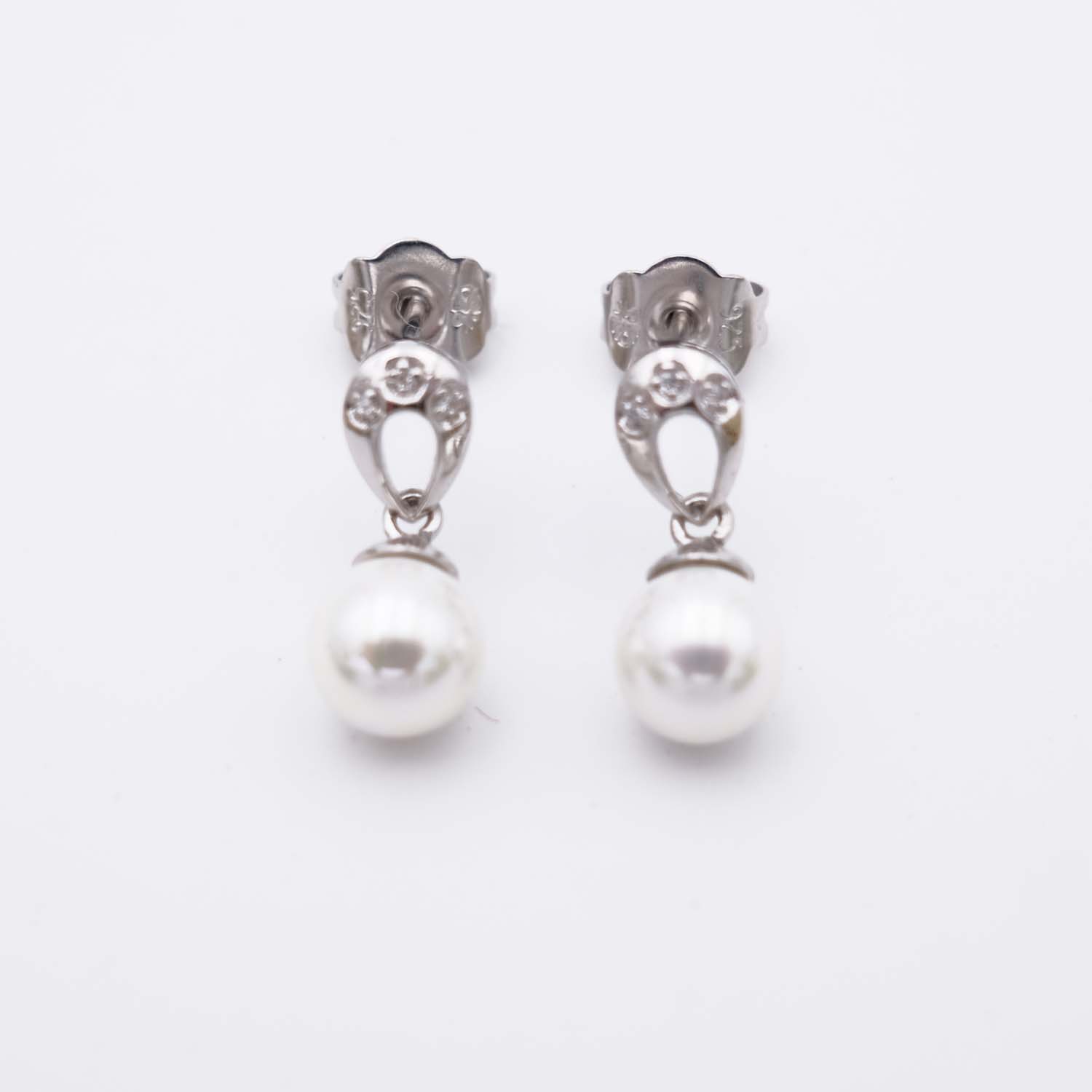 Boucles d'Oreilles en Perles de Majorque - 7 mm - Long. 17 mm - Image 2