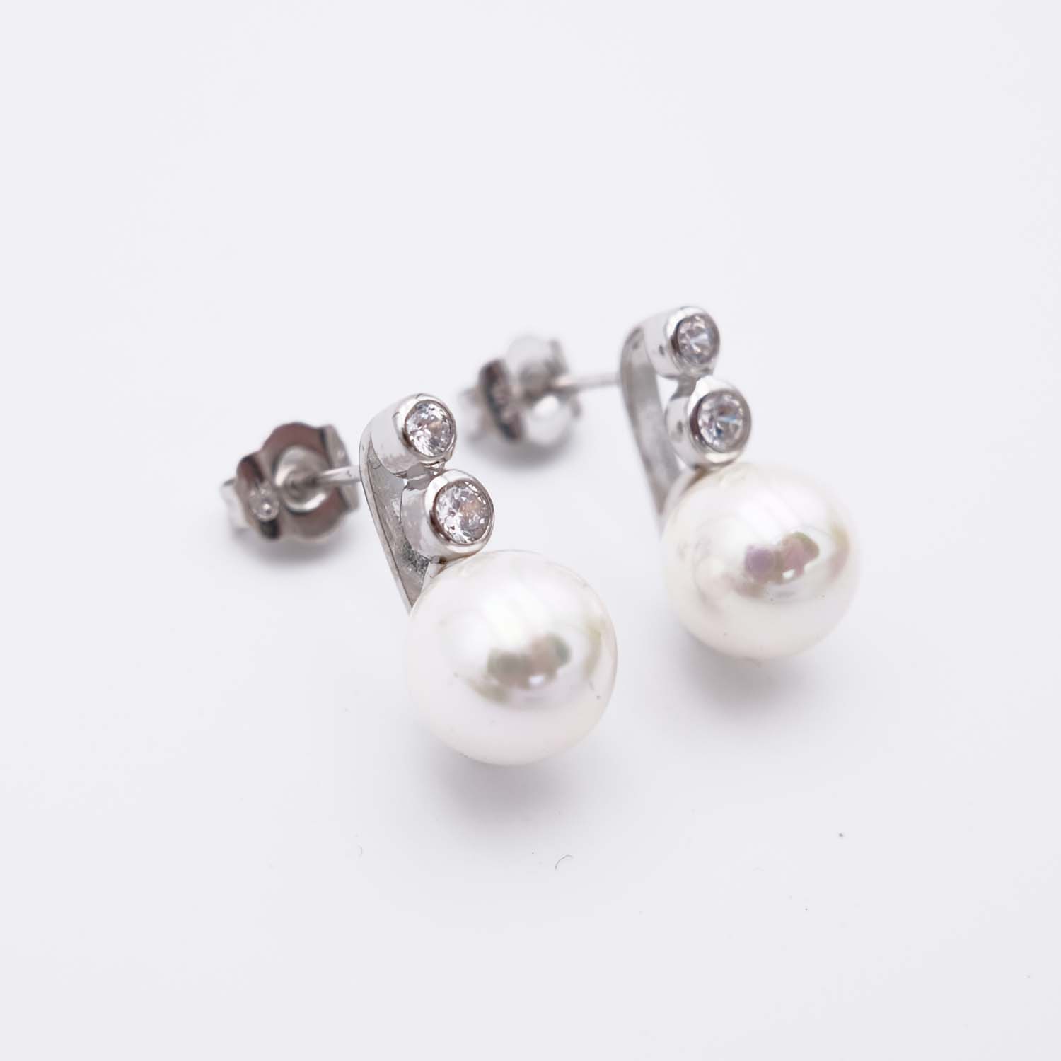 Boucles d'Oreilles en Perles de Majorque - 10 mm - Long. 18 mm - Image 4
