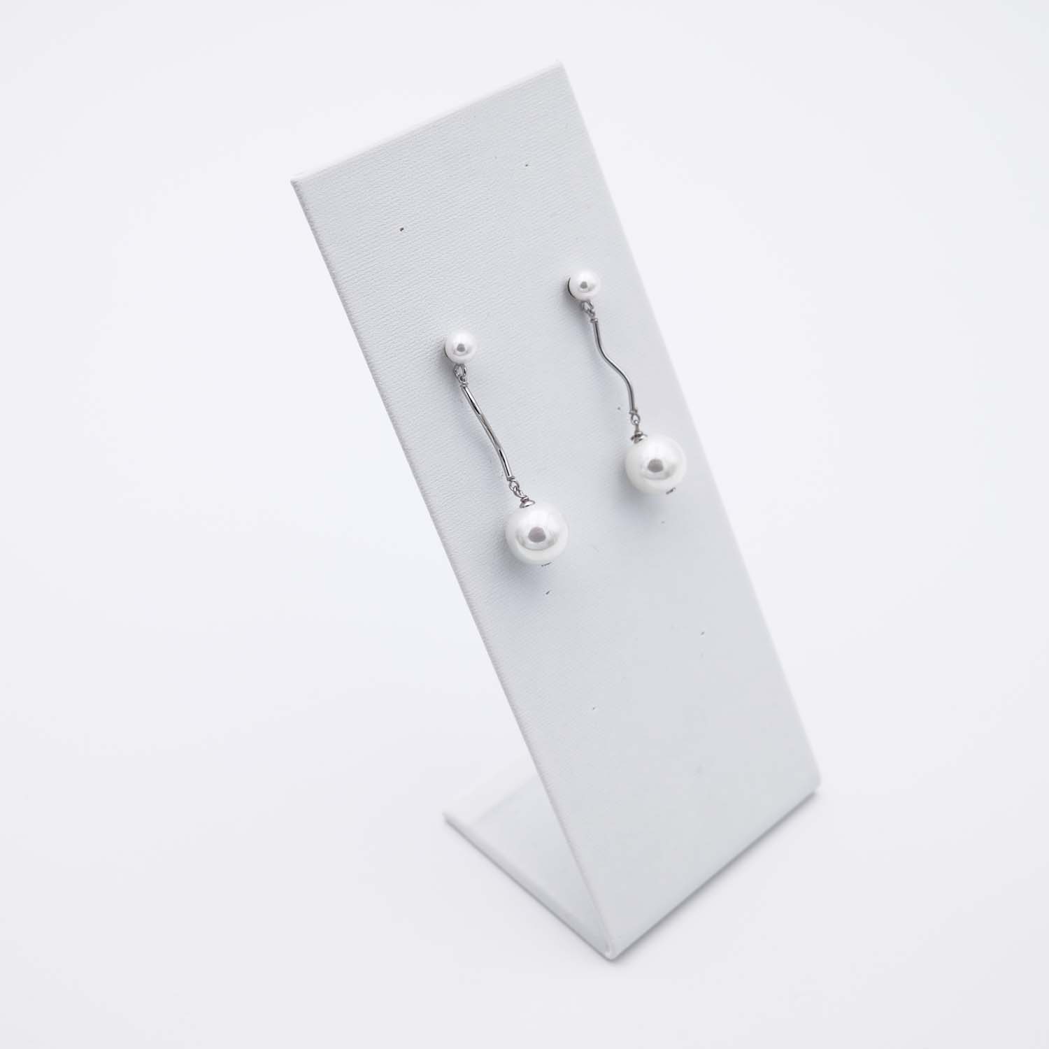 Boucles d'Oreilles en Perles de Majorque - 12 x 40 mm - Image 2