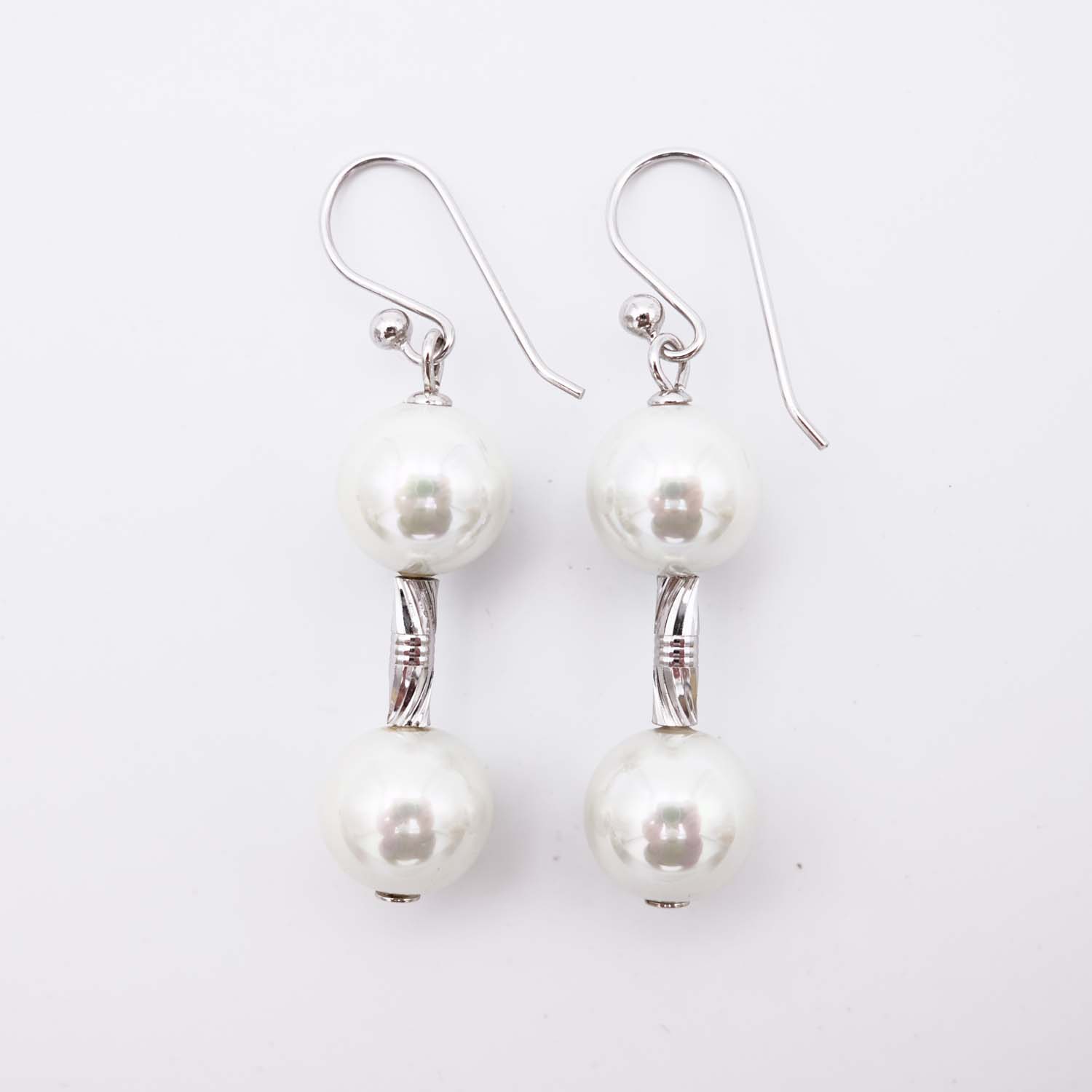 Boucles d'Oreilles en Perles de Majorque - 12 x 48 mm - Image 2