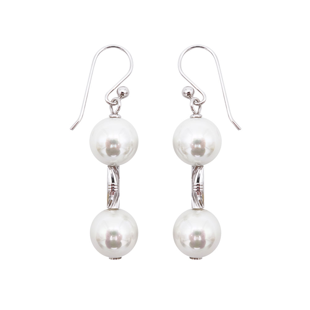Boucles d'Oreilles en Perles de Majorque - 12 x 48 mm