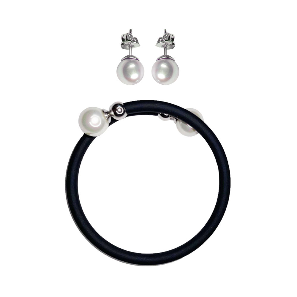 Parure Bracelet et Boucles d'Oreilles - 10 mm. Long. ajustable
