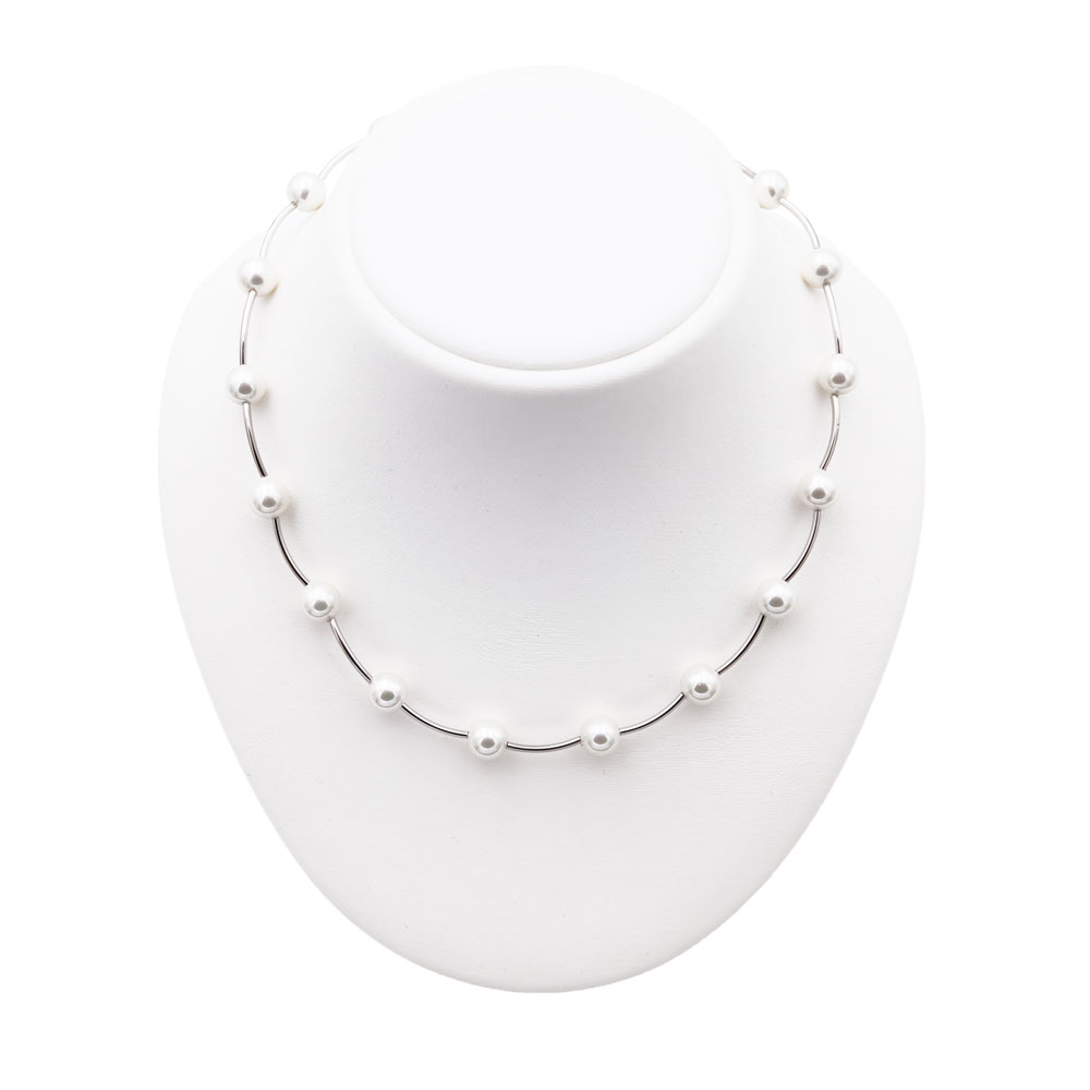 Collier en Perles de Majorque - 8 mm. Long. 38 à 46 cm