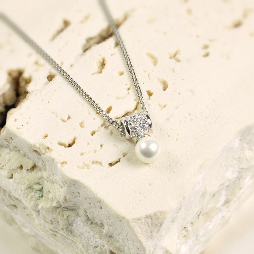 Pendentif en Perles de Majorque et Chaîne - 6 x 16 mm - Image 10