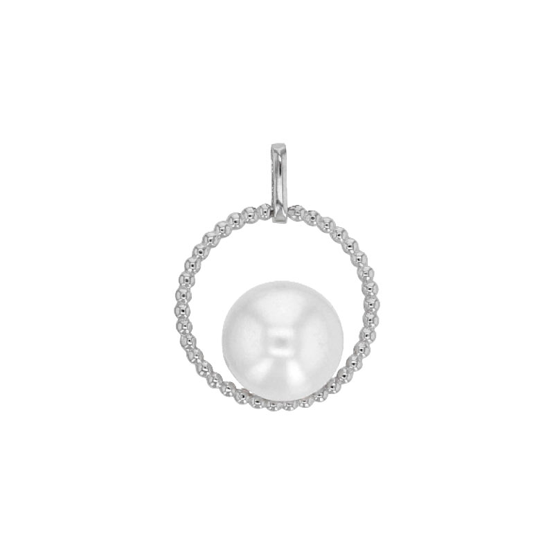 Pendentif Perle d'Eau Douce - Cercle Argent 925 rhodié