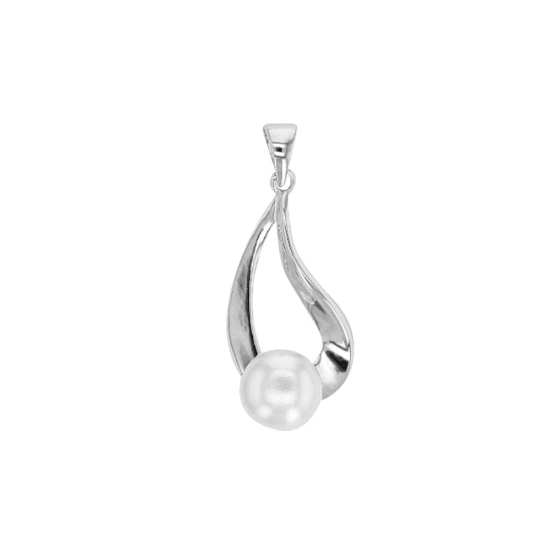 Pendentif Perle d'Eau Douce - Volute Argent 925 rhodié