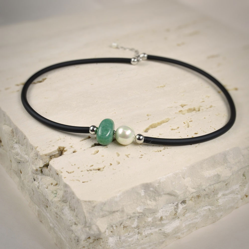 Collier en Perles de Majorque et Aventurine - 12 mm - Long. 38 à 42 cm - Image 8