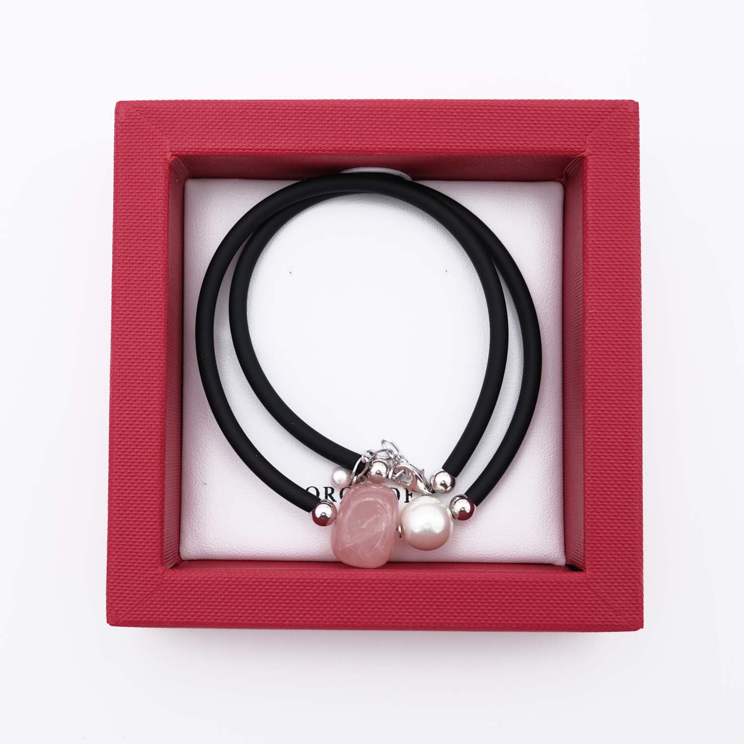 Collier en Perles de Majorque et Quartz rose - 12 mm - Long. 38 à 42 cm - Image 6