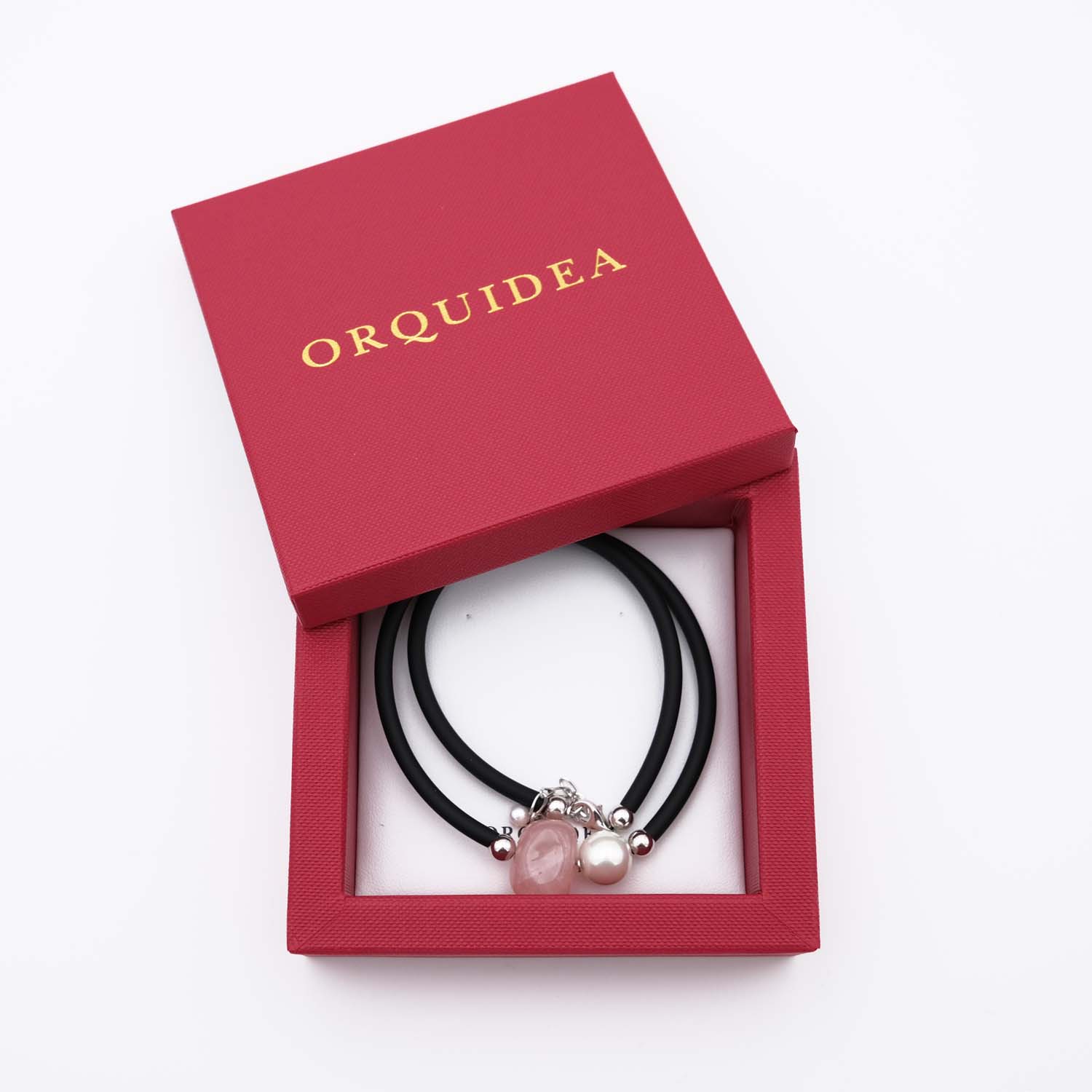 Collier en Perles de Majorque et Quartz rose - 12 mm - Long. 38 à 42 cm - Image 7