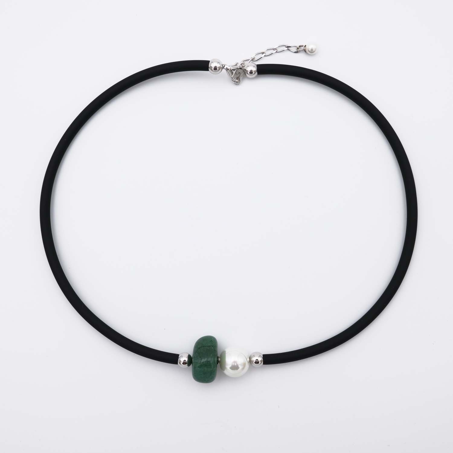 Collier en Perles de Majorque et Aventurine - 12 mm - Long. 38 à 42 cm - Image 2