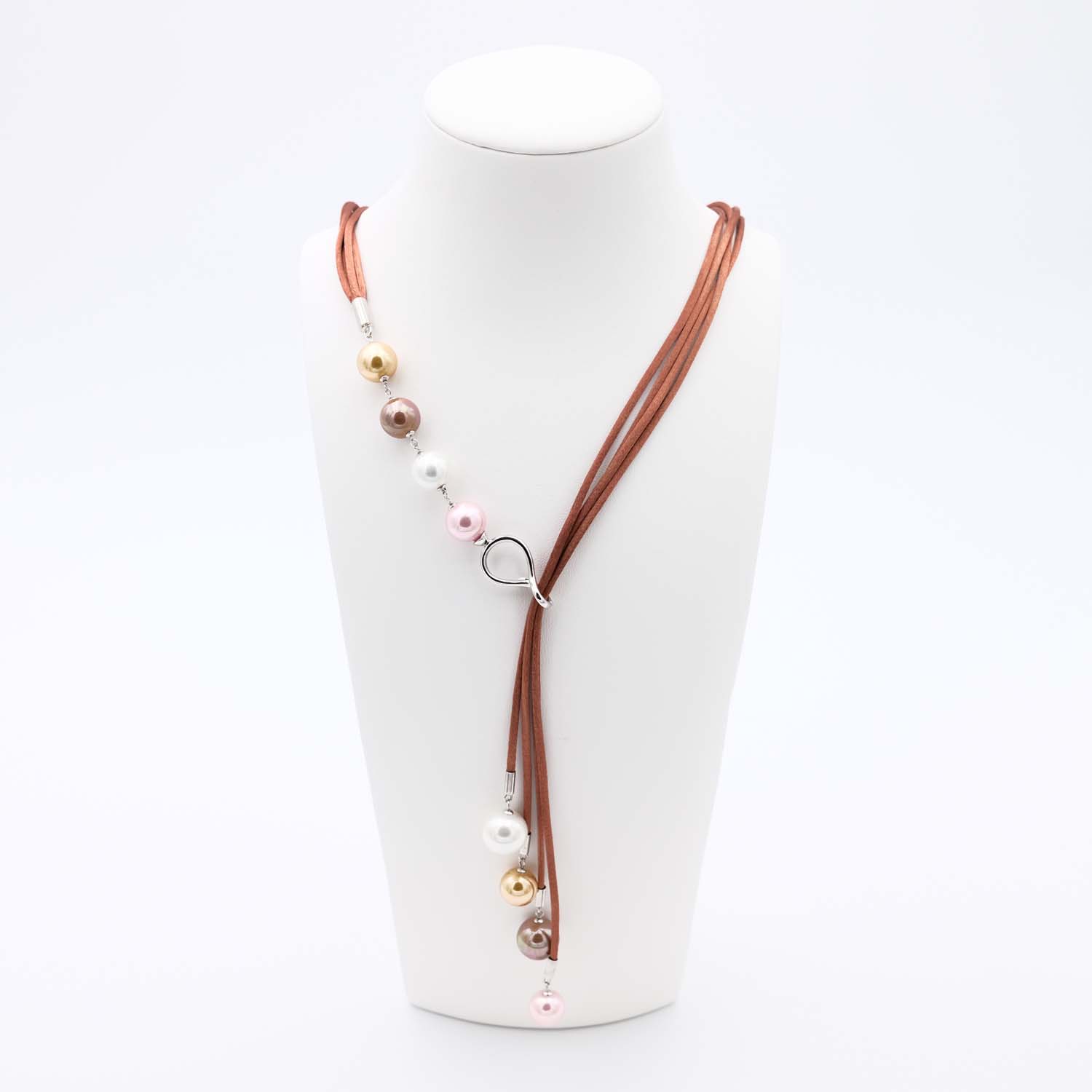 Collier en Perles de Majorque - 12 et 14 mm - Long. ajustable - Image 4