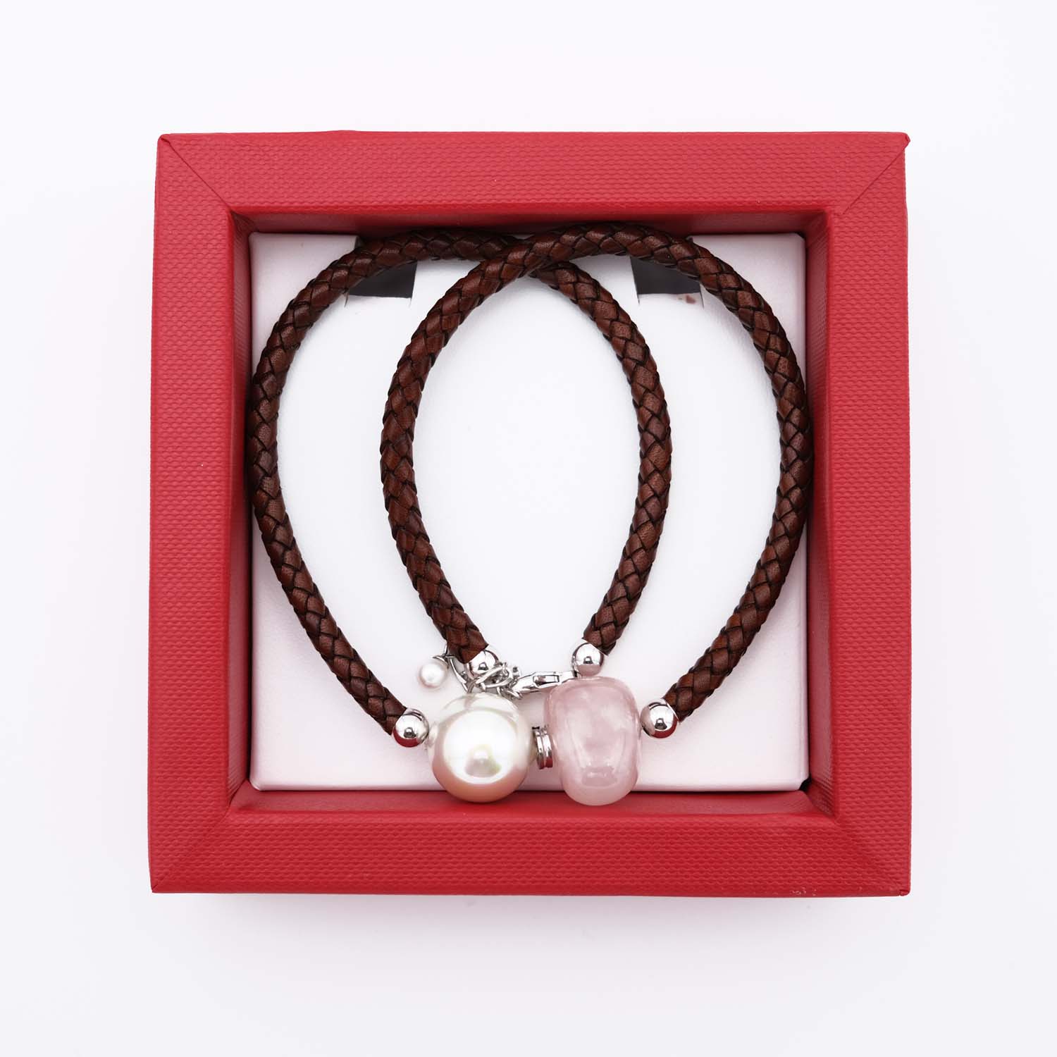 Collier en Perles de Majorque et Quartz rose - 16 mm - Long. 41 à 45 cm - Image 6