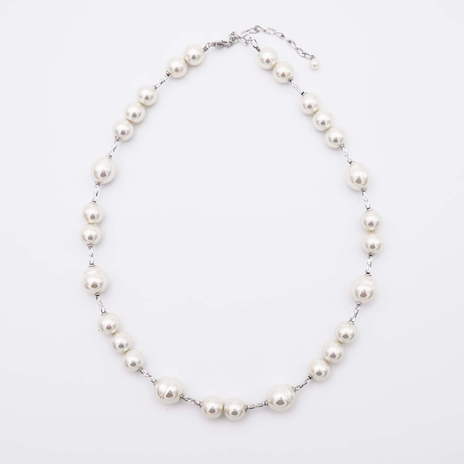 Collier en Perles de Majorque - 10 mm et baroque - Long. 45 cm ajustable - Image 2