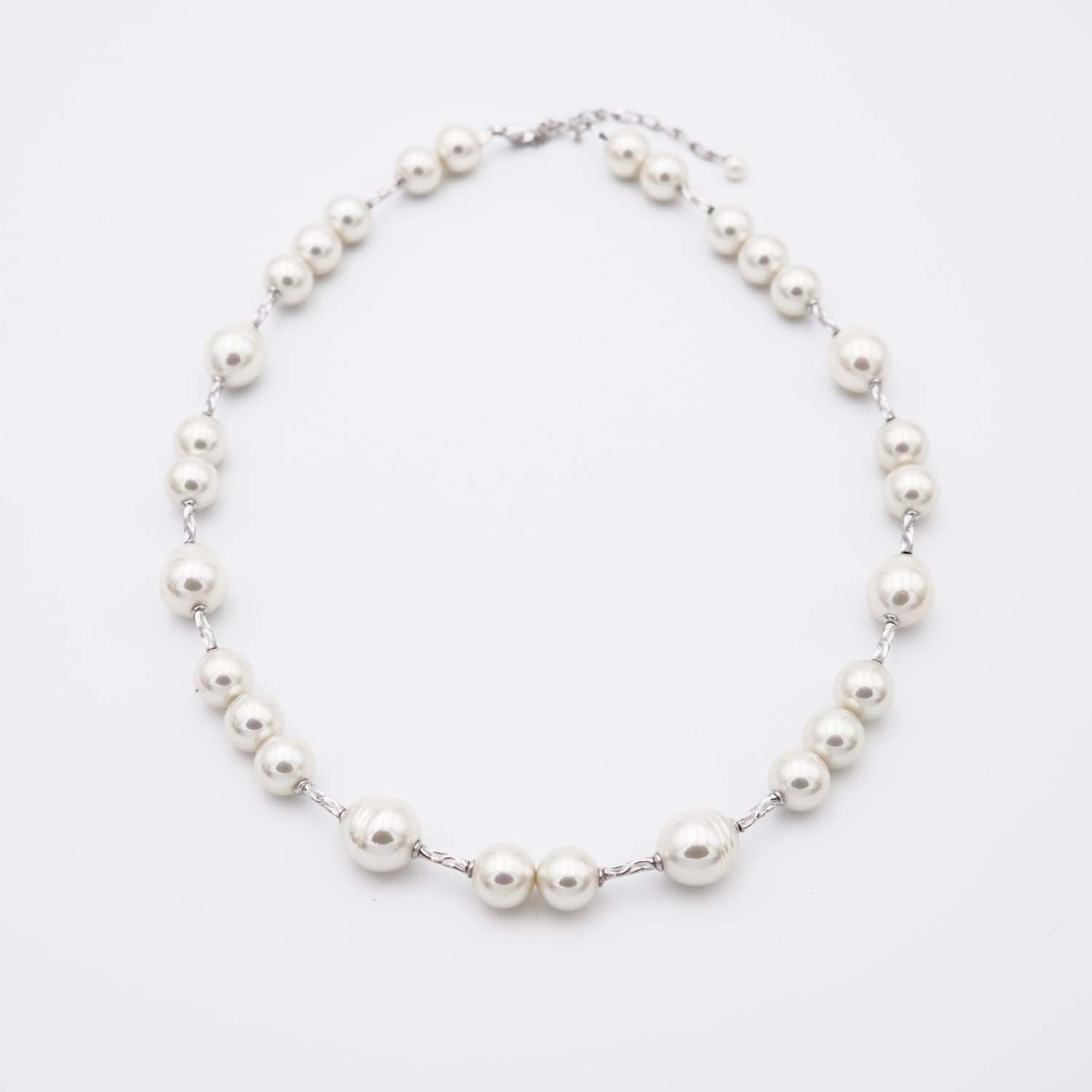 Collier en Perles de Majorque - 10 mm et baroque - Long. 45 cm ajustable - Image 3