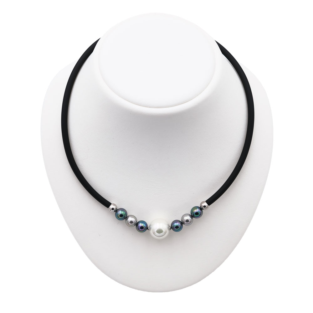 Collier en Perles de Majorque - 8 et 14 mm - Long. 41 à 45 cm