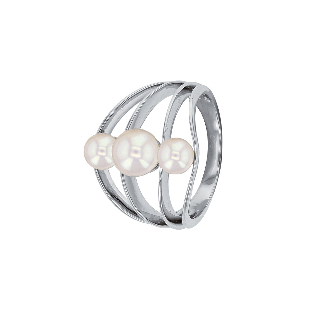 Bague 3 Perles d'Eau Douce - Argent 925 rhodié