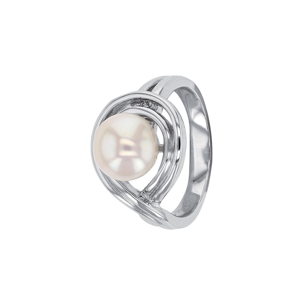 Bague Perle d'Eau Douce à armature doublée - Argent 925 rhodié