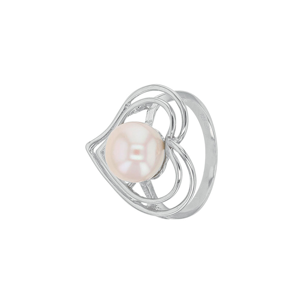 Bague Perle d'Eau Douce - Coeurs Argent 925 rhodié